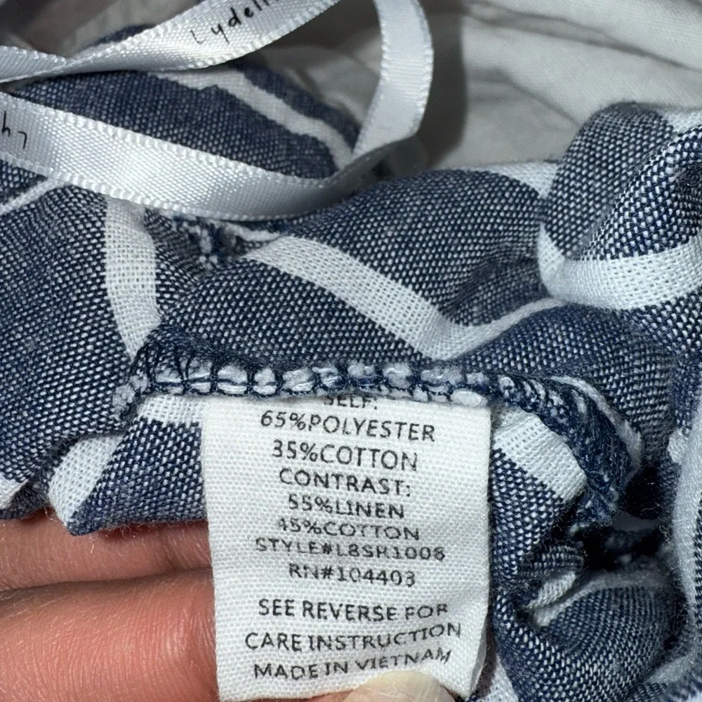 Lydelle Navy & White Striped Jumpsuit Size M